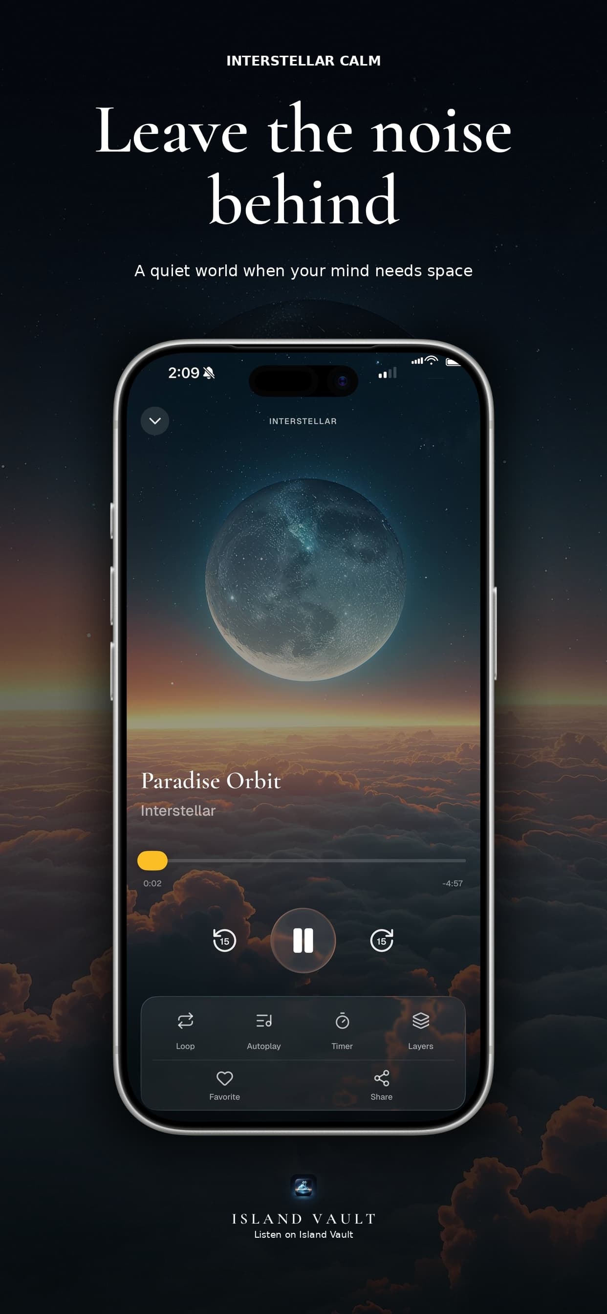Island Vault App Store screenshot: Leave the noise behind